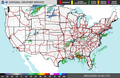 National Weather Service CONUS radar mosaic showing active flash flood warnings across Kentucky, West Virginia, Ohio, and Arkansas, September 11, 2026